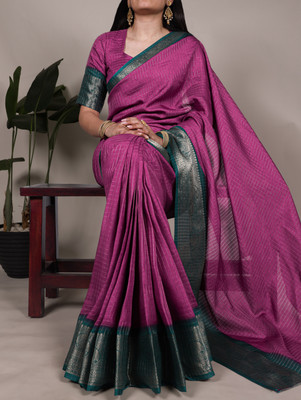 LookNbook art Checkered, Woven Kanjivaram Silk Blend Saree(Pack of 2, Pink)