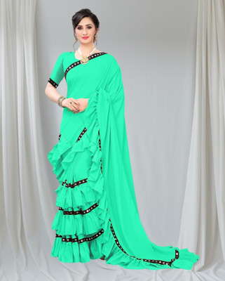 zoentik enterprise Self Design Bollywood Lycra Blend Saree(Light Green)