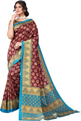 Saadhvi Printed Kanjivaram Cotton Silk Saree(Purple)