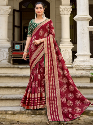Sareemall Embellished Bollywood Pure Silk Saree(Maroon)