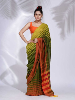 LDma Self Design Bollywood Pure Cotton Saree(Light Green)