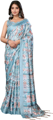 Priyashi Printed Mysore Art Silk Saree(Blue)