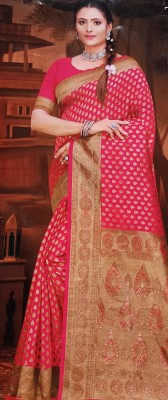 Aahan Sales Woven Bollywood Brasso, Art Silk Saree(Pink)