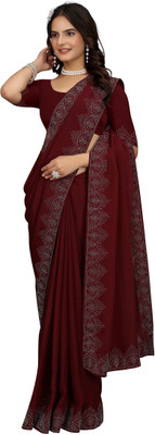 MANISHA Digital Print, Floral Print Bollywood Georgette Saree(Maroon)