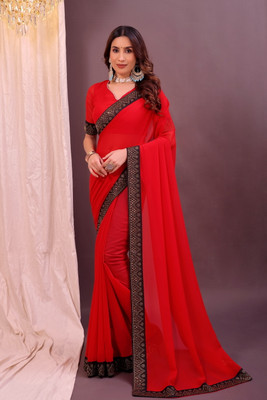 Saadhvi Embroidered Bollywood Georgette Saree(Red)
