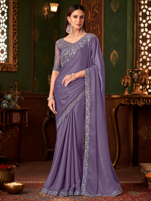 Tasrika Embellished Bollywood Chiffon Saree(Purple)