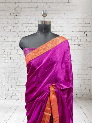 DEEPAK Printed Banarasi Silk Blend Saree(Purple)