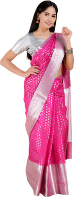 Yash Silk Woven Banarasi Pure Silk Saree(Pink)