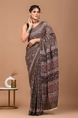 Printed Threads Printed Daily Wear Pure Cotton Saree(Multicolor)