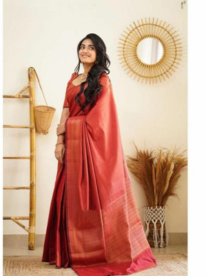 Miren Printed Banarasi Jacquard Saree(Red)