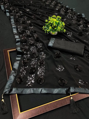 Julee Embroidered Bollywood Georgette Saree(Black)