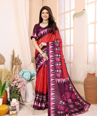 Divastri Printed Bollywood Art Silk Saree(Red)