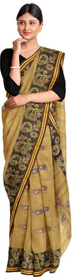 dreamy textiles hub Self Design Hand Batik Handloom Pure Cotton Saree(Beige)