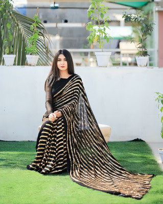 Aika Embroidered Bollywood Georgette Saree(Black)