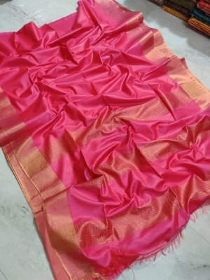 A R HANDLOOM Dyed Bollywood Cotton Silk Saree(Pink)