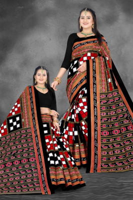 Tareni Printed Sambalpuri Pure Cotton Saree(Multicolor)