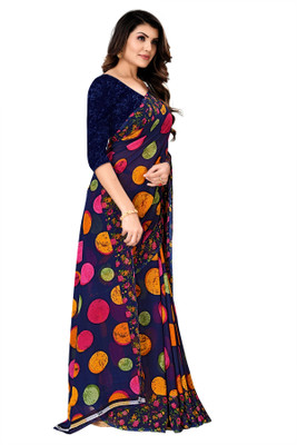 Kanooda Prints Printed Daily Wear Georgette Saree(Multicolor)