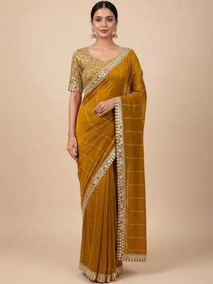 jashvicreation Embroidered Bollywood Georgette Saree(Yellow)