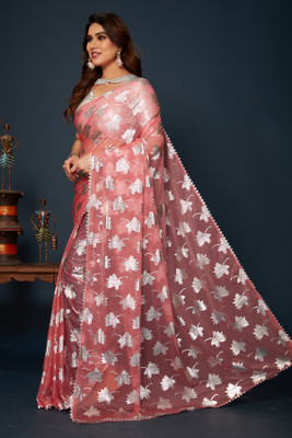 DIVYASHAKTI FASHION Embellished Bollywood Silk Blend Saree(Pink)
