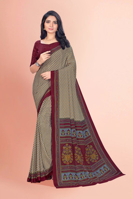Vimla Printed Daily Wear Crepe Saree(Beige)