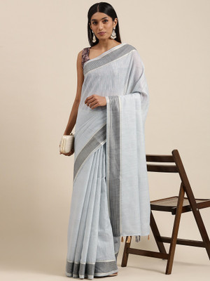 Divastri Solid/Plain Bollywood Cotton Silk Saree(Grey)