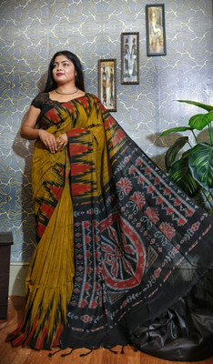 Balika bodhu Printed Sambalpuri Pure Cotton Saree(Multicolor)