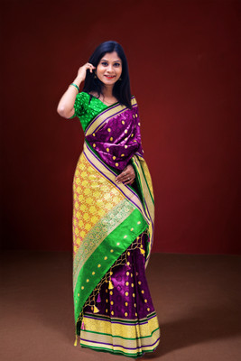 Spewim Printed Paithani Art Silk Saree(Purple)