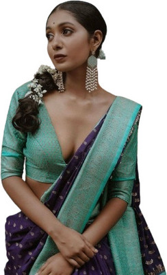 KM CREATION Self Design Banarasi Art Silk Saree(Blue)