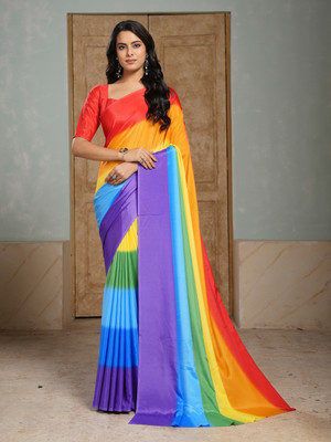 GARDEN VARELI Self Design Bollywood Crepe Saree(Multicolor)