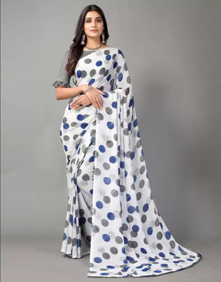 sareesy Polka Print Bollywood Georgette Saree(Grey)