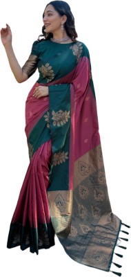 Elite Weaves Woven Banarasi Silk Blend Saree(Maroon)