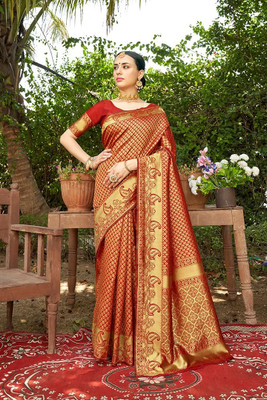 A To Z Cart Woven Bollywood Art Silk Saree(Maroon)