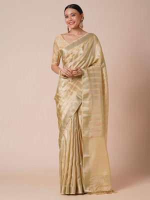 Sareemall Embellished Banarasi Viscose Rayon Saree(Cream)