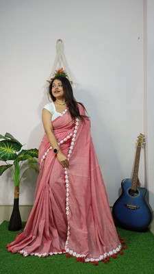 UR Affection Self Design Handloom Pure Cotton Saree(Beige)