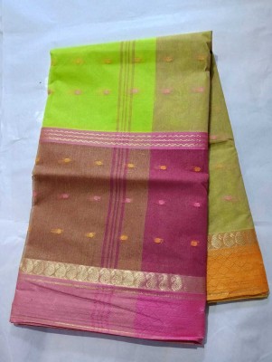 Puspa Fashion Self Design Tant Pure Cotton Saree(Light Green)