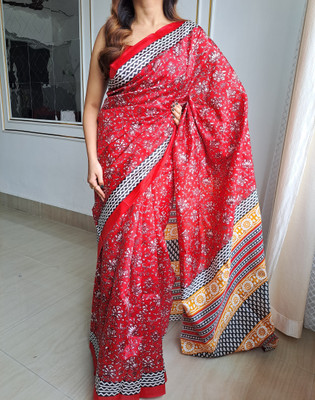 Munmun pradhan Printed Bhagalpuri Silk Blend Saree(Multicolor)