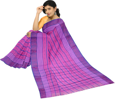 Bikash Dutta Fashion Self Design Tant Pure Cotton Saree(Pink)