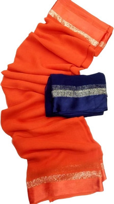 Triveni Fab Solid/Plain Bollywood Viscose Rayon Saree(Orange)