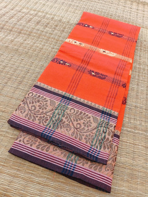 Happy Creation Woven Jamdani Handloom Cotton Blend Saree(Multicolor)