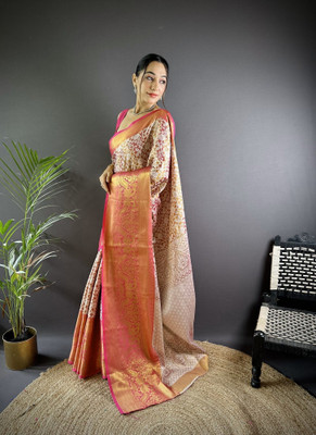 MY LOFY Woven Kanjivaram Tissue, Silk Blend Saree(Multicolor)