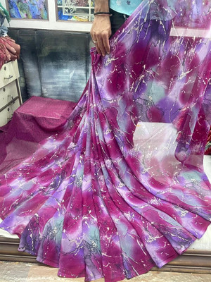 MAMTA FASHION Printed Garara Saree Georgette Saree(Magenta)