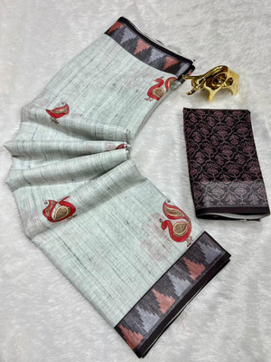 FULIYA SILK Printed, Animal Print, Digital Print Daily Wear Linen Saree(Multicolor)