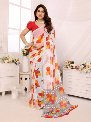 AAI LAXMI CREATION Digital Print, Printed Daily Wear Georgette Saree(Orange)