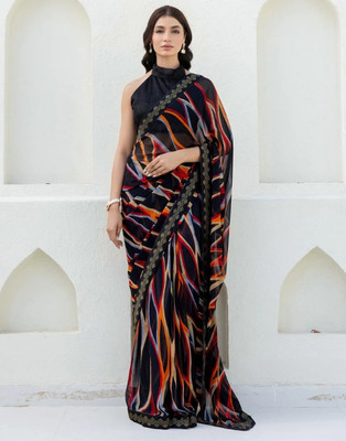 maayro Printed Bollywood Georgette Saree(Black)