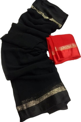 ELEGENCE FAB Solid/Plain Bollywood Viscose Rayon Saree(Black)
