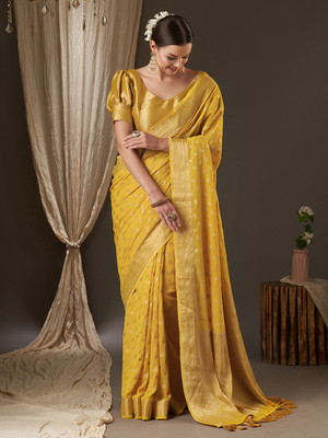 Tasrika Woven Kanjivaram Georgette Saree(Yellow)