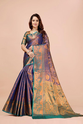 jayant creation Woven Banarasi Silk Blend, Jacquard Saree(Multicolor)