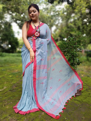 Sare Printed Bollywood Cotton Blend Saree(Grey)