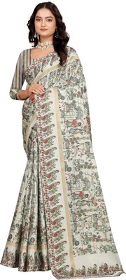 HangerStories Printed Kanjivaram Pure Cotton, Cotton Silk Saree(Multicolor)