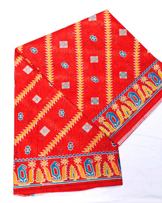 GENRAL Printed, Geometric Print Daily Wear Pure Cotton Saree(Red)